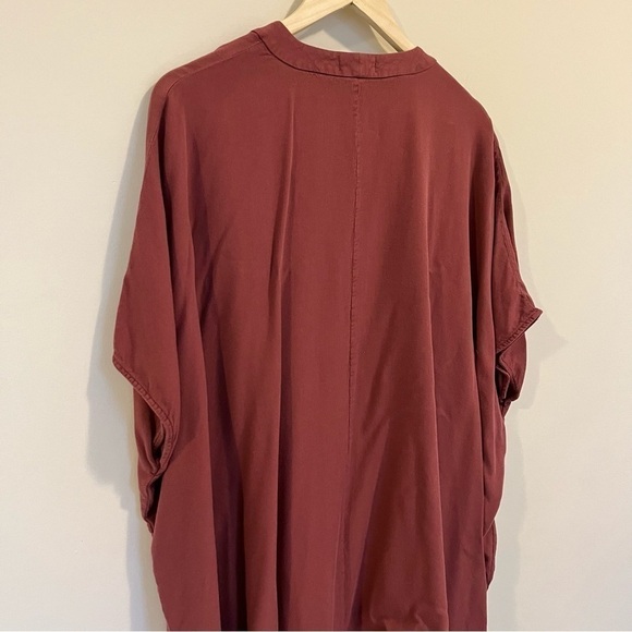 Aritzia Aitken Blouse Kimono Open Front Rayon Layering Top Red Azure Skies - Picture 11 of 13